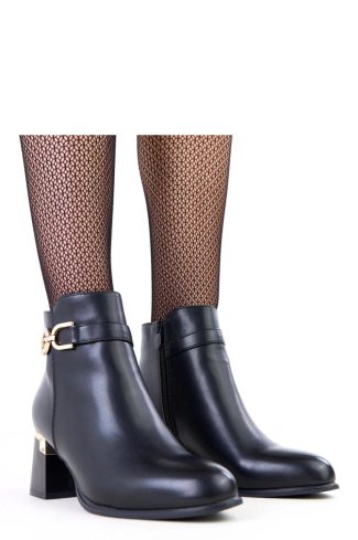 1095752 Black Heel Boots in Women`s Ankle Boots & Booties with Fabric, Footbed, Upper Height and Heel Height