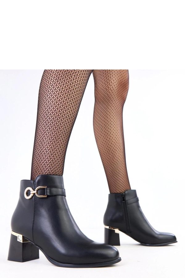 Black Heel Boots in Women`s Ankle Boots & Booties with Fabric, Footbed, Upper Height and Heel Height