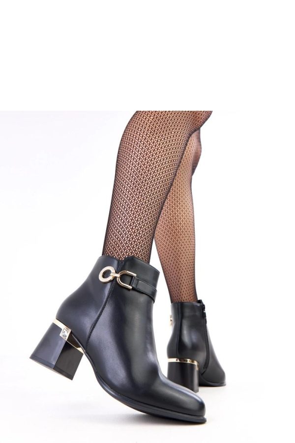 Black Heel Boots in Women`s Ankle Boots & Booties with Fabric, Footbed, Upper Height and Heel Height