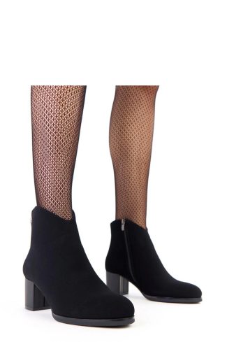 Black Heel Boots in Women`s Ankle Boots & Booties with Fabric, Footbed, Upper Height and Heel Height