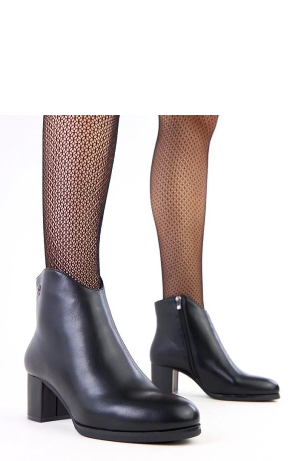 Black Heel Boots in Women`s Ankle Boots & Booties with Fabric, Footbed, Upper Height and Heel Height