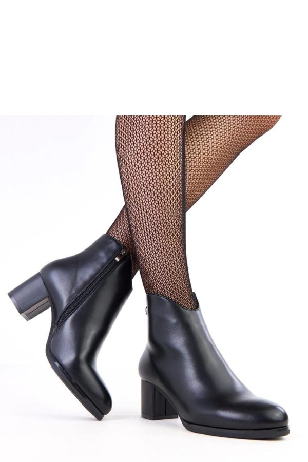 Black Heel Boots in Women`s Ankle Boots & Booties with Fabric, Footbed, Upper Height and Heel Height