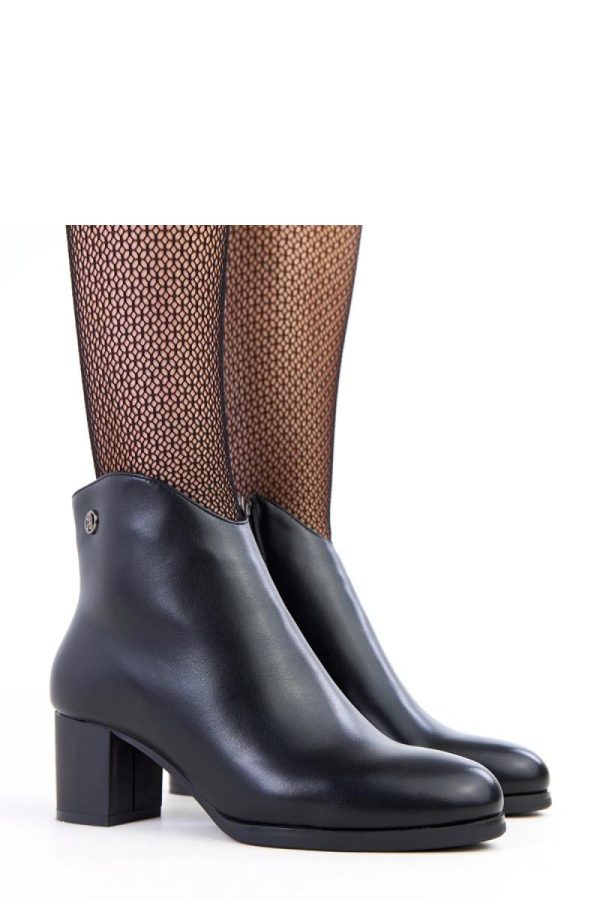 Black Heel Boots in Women`s Ankle Boots & Booties with Fabric, Footbed, Upper Height and Heel Height
