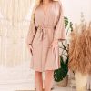 Beige Bathrobe in Dressing Gowns, Bathrobes For Women with Spandex and Viscose