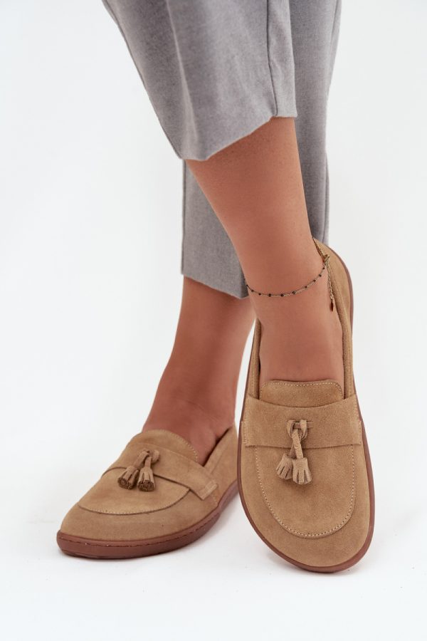 Beige Mocassin in Moccasins, Loafers with Fabric, Footbed, Upper Height and Sole Height