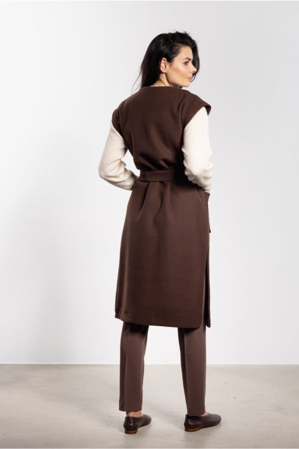 Brown Gilet in Women`s Coats, Jackets with Polyester and Rayon