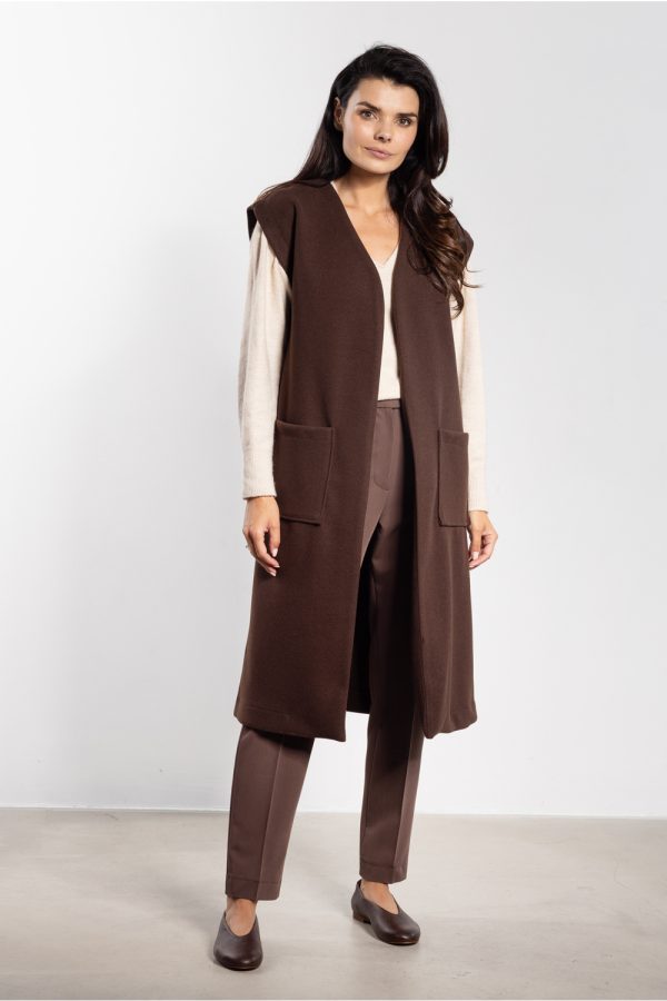 Brown Gilet in Women`s Coats, Jackets with Polyester and Rayon