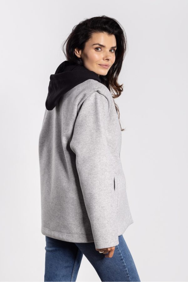 Grey Jacket in Women`s Coats, Jackets with Polyester and Rayon
