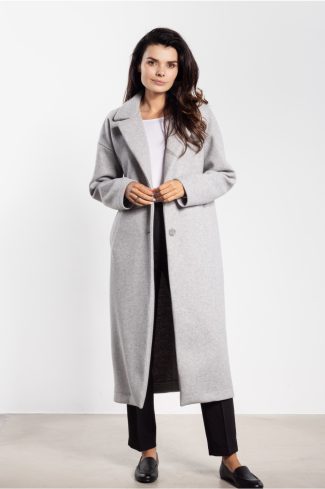 Grey Coat in Women`s Coats, Jackets with Polyester and Rayon