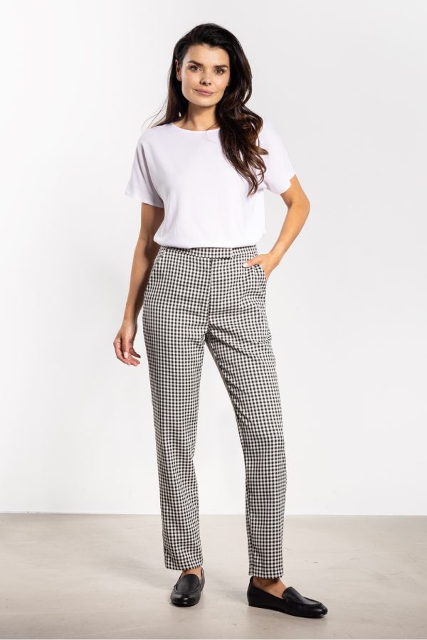 White Women Trousers in Pants, Trousers, Shorts with Spandex, Polyester and Viscose
