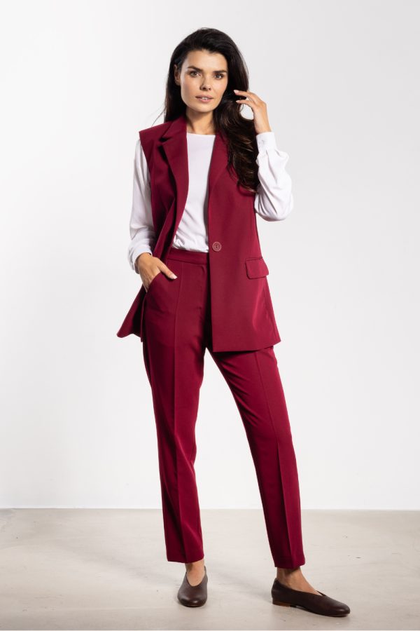 Red Gilet in Jackets, Vests For Women with Spandex, Polyester and Viscose