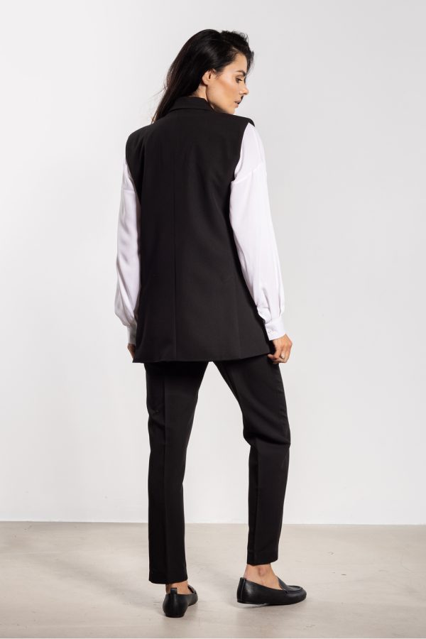 Black Gilet in Jackets, Vests For Women with Spandex, Polyester and Viscose