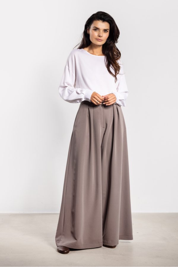 Brown Women Trousers in Pants, Trousers, Shorts with Spandex, Polyester and Viscose