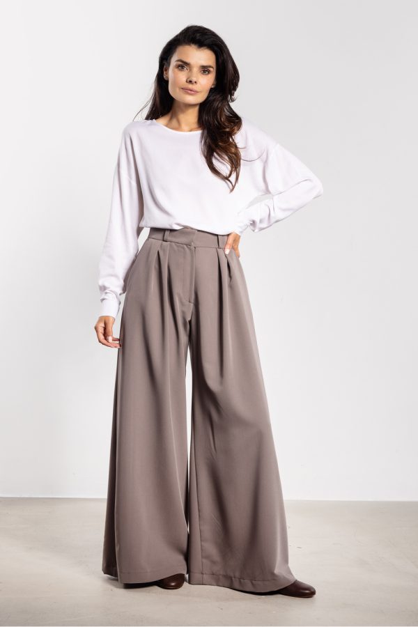 Brown Women Trousers in Pants, Trousers, Shorts with Spandex, Polyester and Viscose