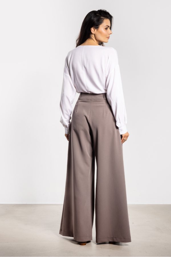 Brown Women Trousers in Pants, Trousers, Shorts with Spandex, Polyester and Viscose