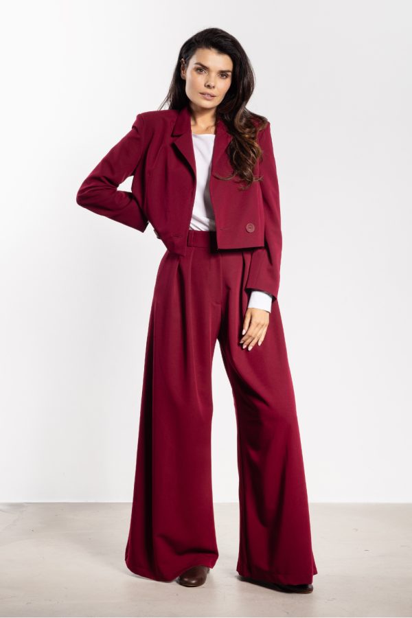 Red Women Trousers in Pants, Trousers, Shorts with Spandex, Polyester and Viscose