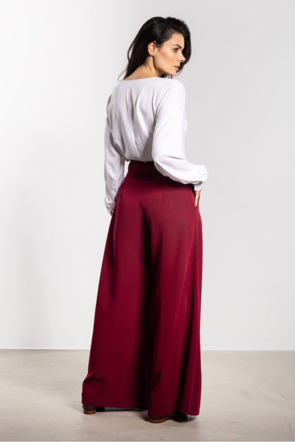 Red Women Trousers in Pants, Trousers, Shorts with Spandex, Polyester and Viscose