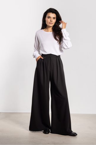 Black Women Trousers in Pants, Trousers, Shorts with Spandex, Polyester and Viscose