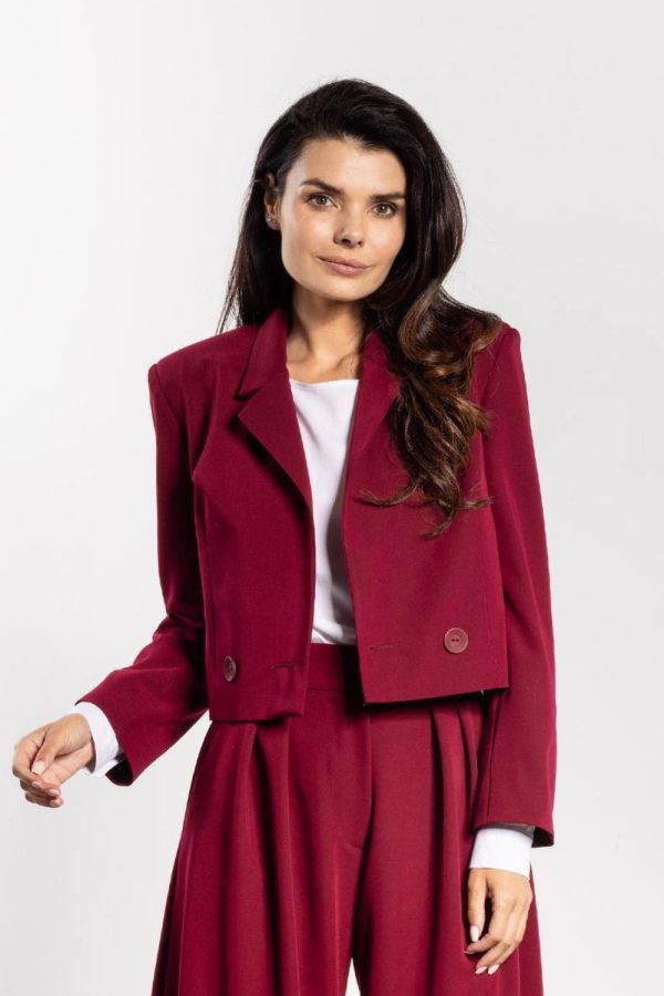 Red Jacket in Jackets, Vests For Women with Spandex, Polyester and Viscose