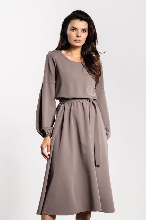 Brown Daydress in Day Dresses with Spandex, Polyester and Viscose