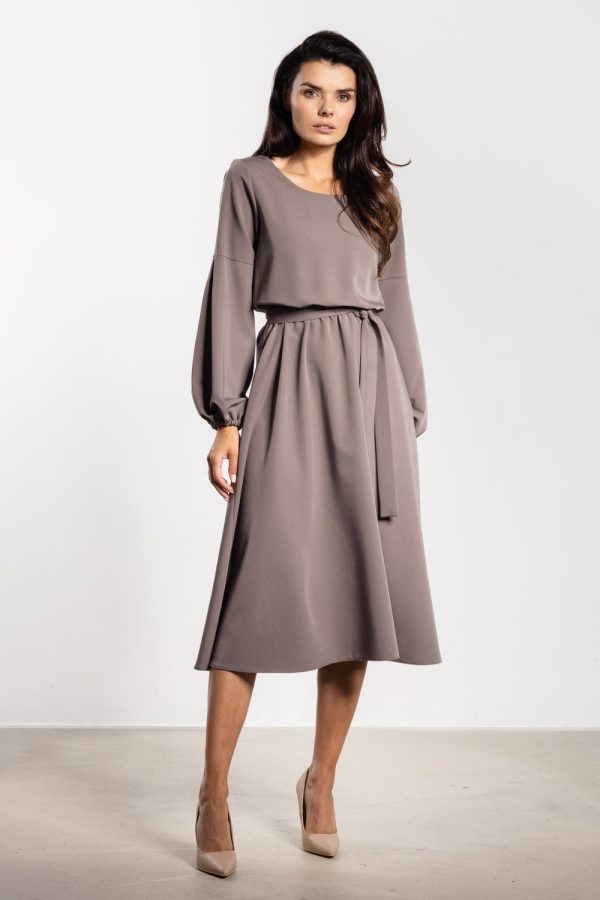 Brown Daydress in Day Dresses with Spandex, Polyester and Viscose