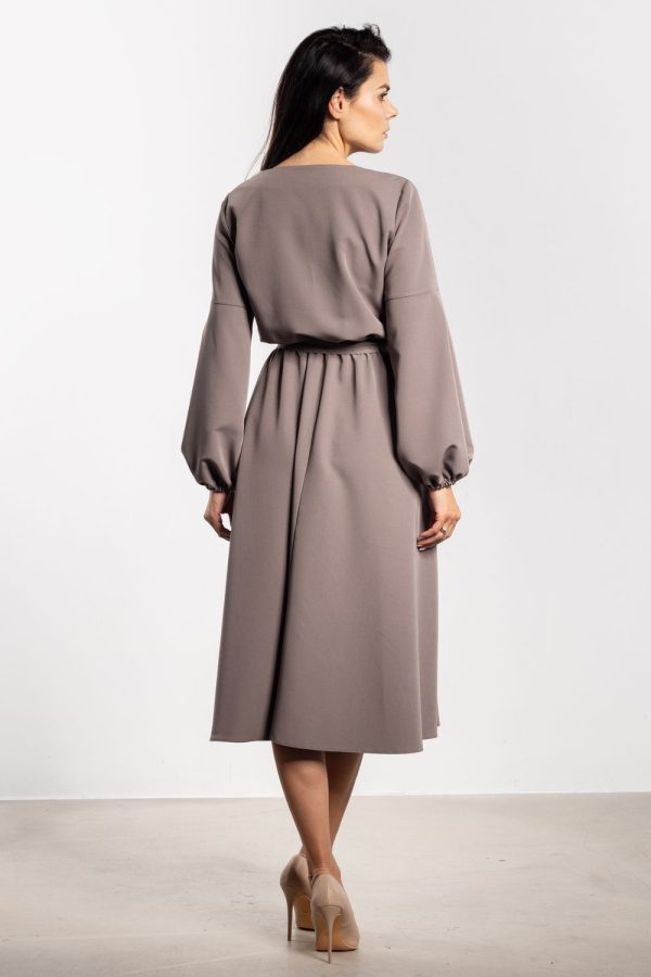 Brown Daydress in Day Dresses with Spandex, Polyester and Viscose