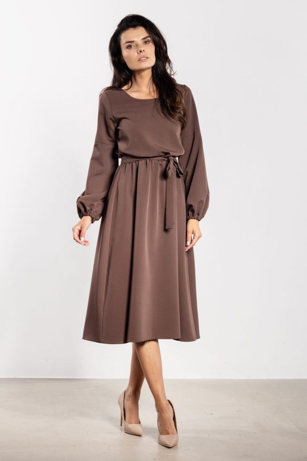 Brown Daydress in Day Dresses with Spandex, Polyester and Viscose