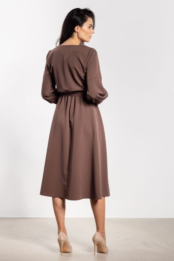 Brown Daydress in Day Dresses with Spandex, Polyester and Viscose