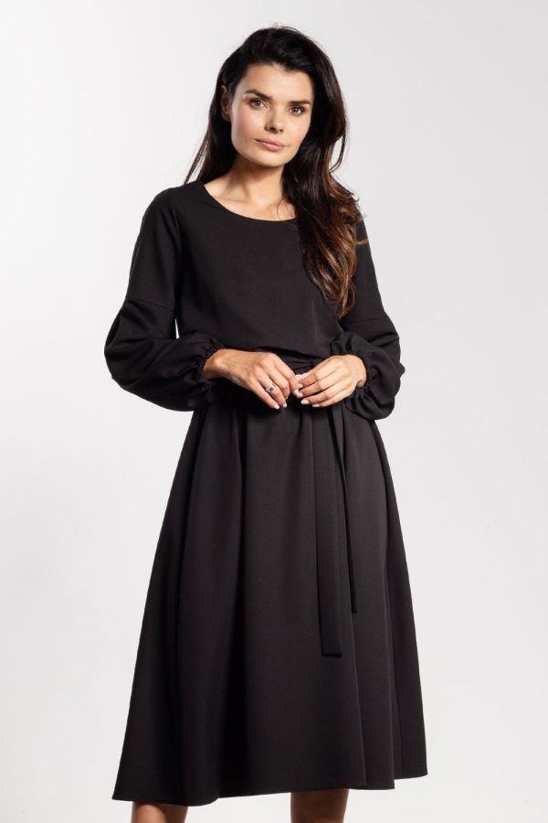 Black Daydress in Day Dresses with Spandex, Polyester and Viscose