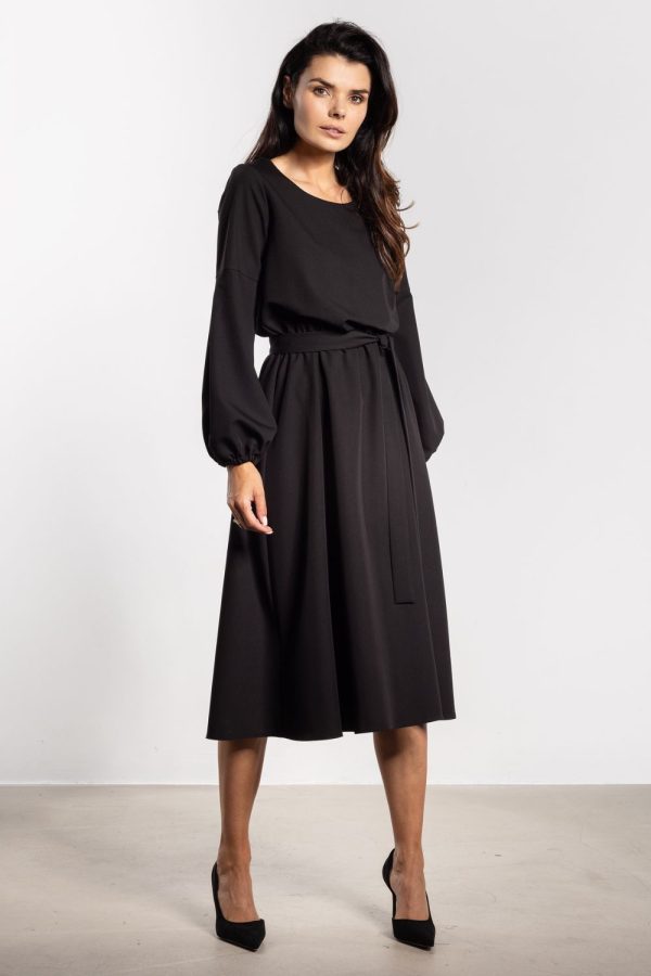 Black Daydress in Day Dresses with Spandex, Polyester and Viscose