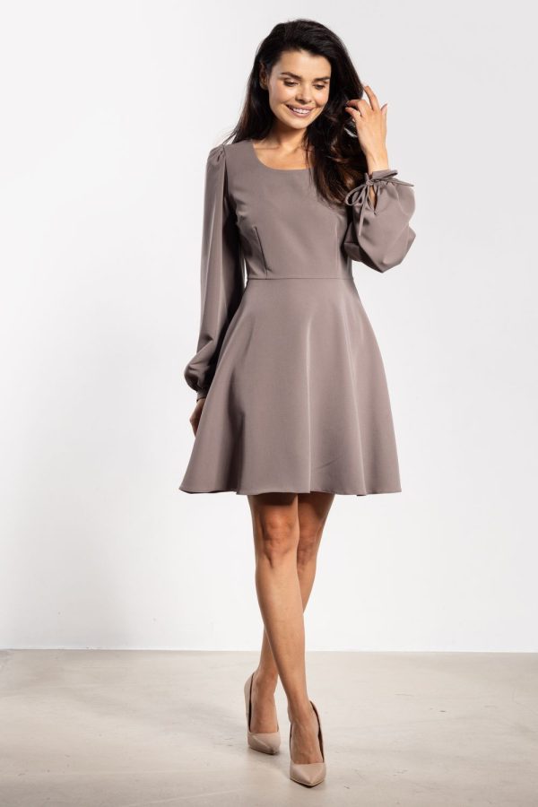 Brown Daydress in Day Dresses with Spandex, Polyester and Viscose