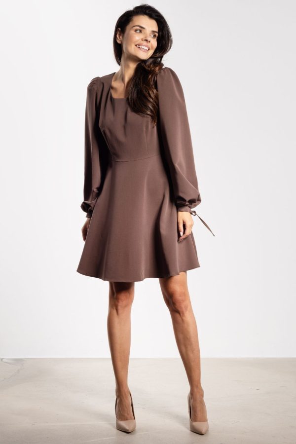 Brown Daydress in Day Dresses with Spandex, Polyester and Viscose