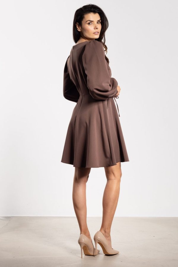 Brown Daydress in Day Dresses with Spandex, Polyester and Viscose