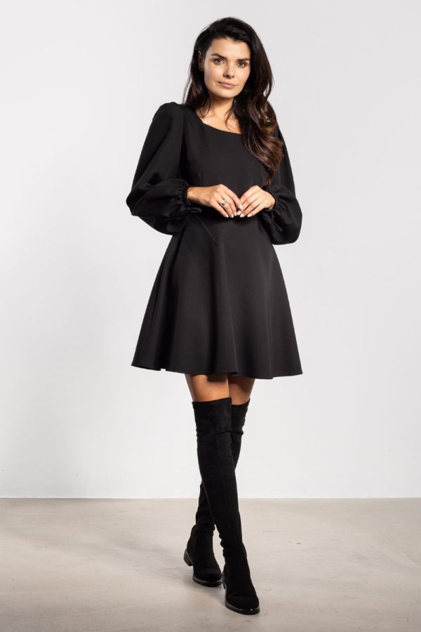 Black Daydress in Day Dresses with Spandex, Polyester and Viscose