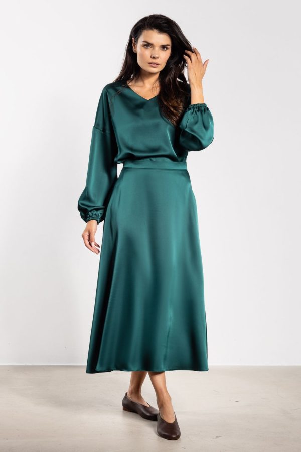 Green Blouse in Women`s Blouses, Tunics with Polyester