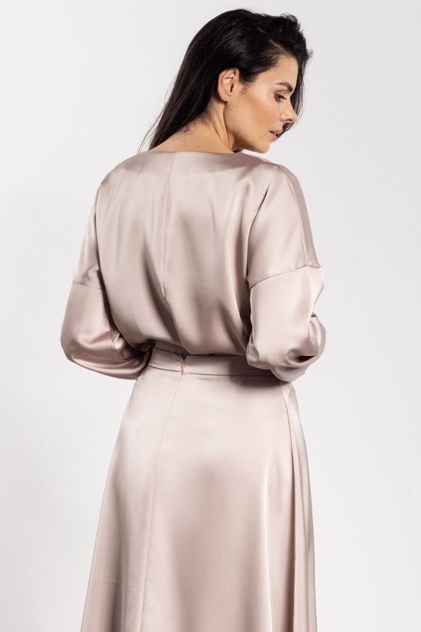 Beige Blouse in Women`s Blouses, Tunics with Polyester and Spandex