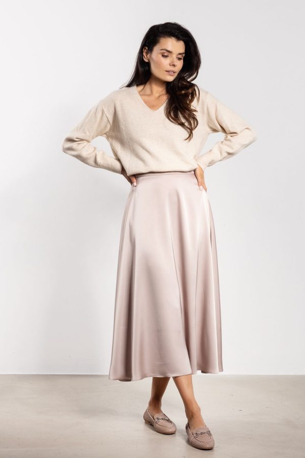 Beige Skirt in Skirts with Polyester and Spandex