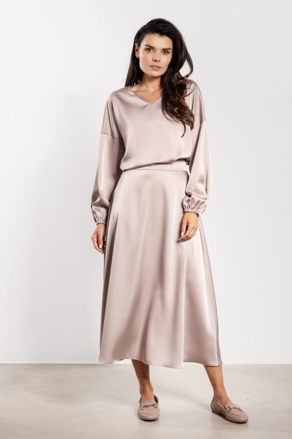 Beige Skirt in Skirts with Polyester and Spandex