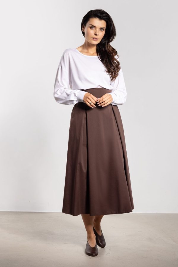 Brown Skirt in Skirts with Cotton, Nylon and Spandex