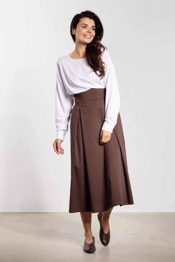 Brown Skirt in Skirts with Cotton, Nylon and Spandex