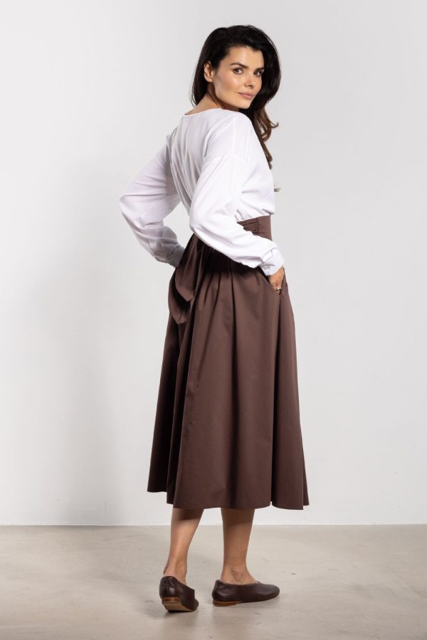 Brown Skirt in Skirts with Cotton, Nylon and Spandex