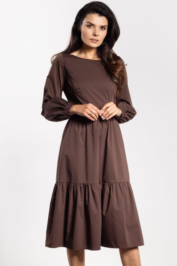 Brown Daydress in Day Dresses with Cotton, Nylon and Spandex