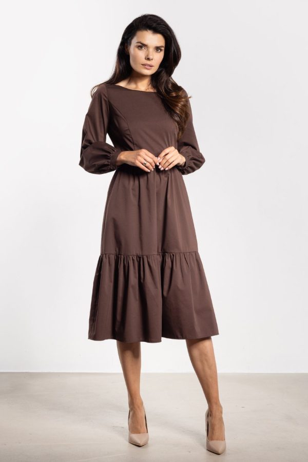 Brown Daydress in Day Dresses with Cotton, Nylon and Spandex