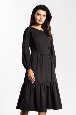 Black Daydress in Day Dresses with Cotton, Nylon and Spandex