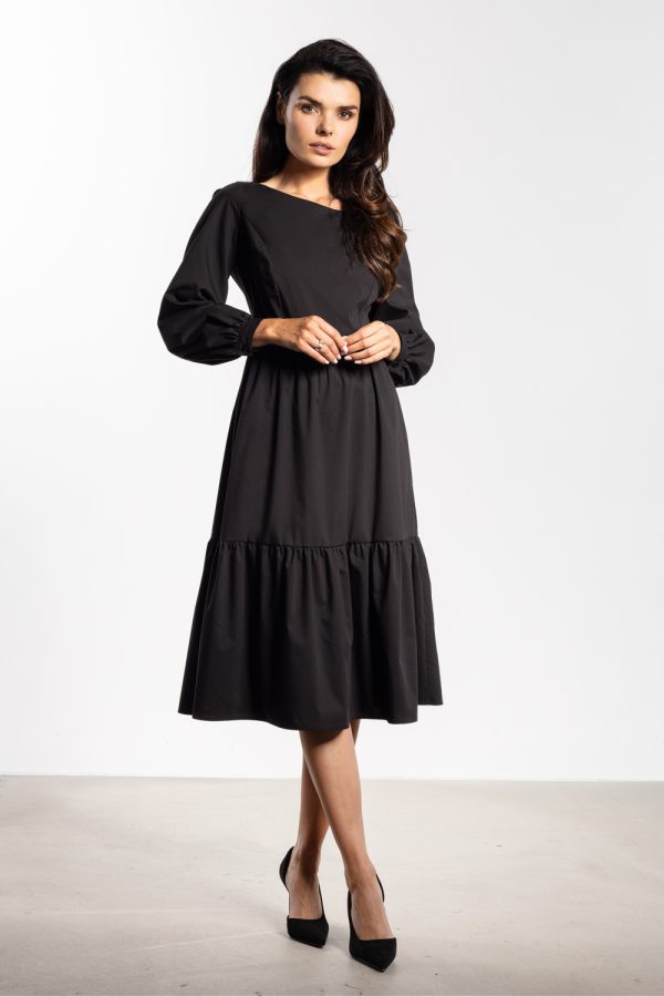 Black Daydress in Day Dresses with Cotton, Nylon and Spandex