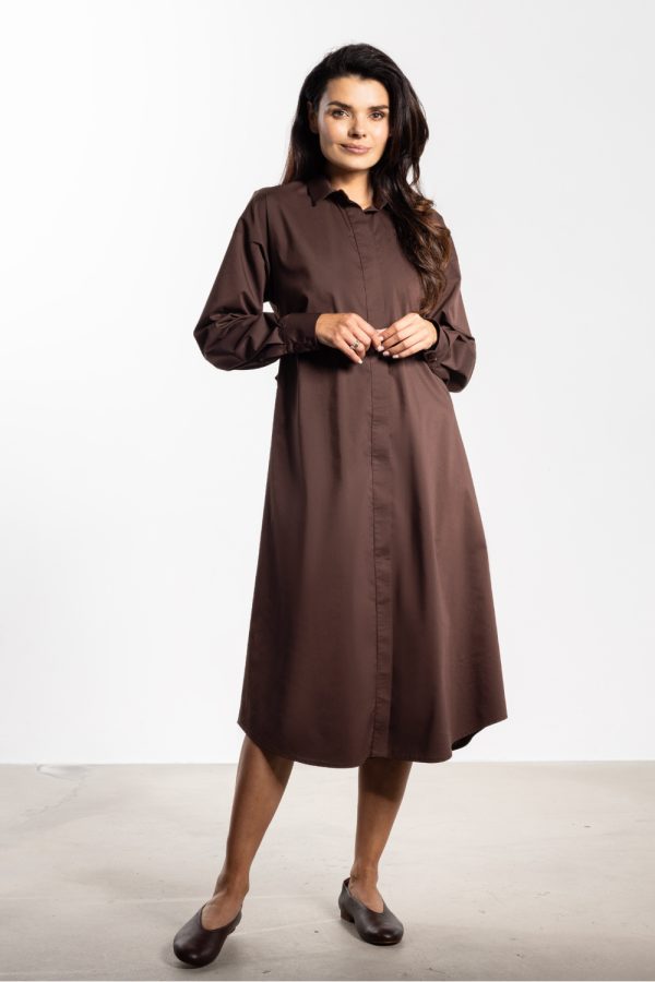 Brown Daydress in Day Dresses with Cotton, Nylon and Spandex