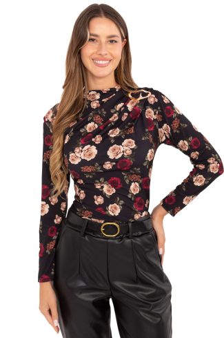 Black Blouse in Women`s Blouses, Tunics with Polyester and Viscose