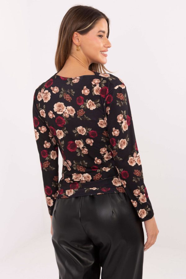 Black Blouse in Women`s Blouses, Tunics with Polyester and Viscose