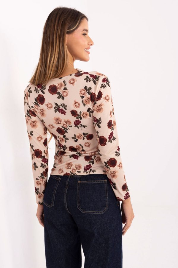 Beige Blouse in Women`s Blouses, Tunics with Polyester and Viscose