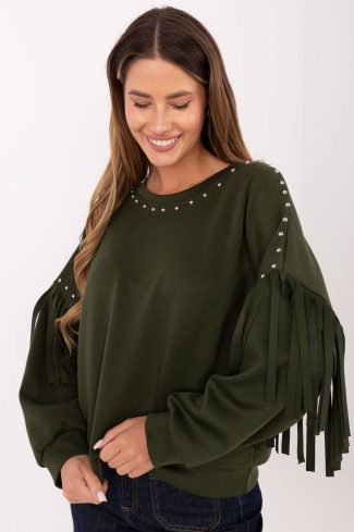 Green Sweatshirt in Sweatshirts For Women with Polyester and Viscose